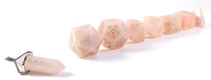 Level Up Dice - Polyhedral Set (7) - Sakura Rose Quartz 3 Level Up Dice - Polyhedral Set (7) - Sakura Rose Quartz