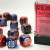 CHESSEX DICE - 16MM D6 (12) GEMINI BLUE-RED/GOLD -Toy Shop 10203