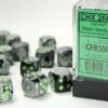 CHESSEX DICE - 16MM D6 (12) GEMINI BLACK-GREY/GREEN 1 CHESSEX DICE - 16MM D6 (12) GEMINI BLACK-GREY/GREEN -Toy Shop 10215