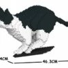 Jekca Sculpture - Black & White Cat Pouncing -Toy Shop 3291