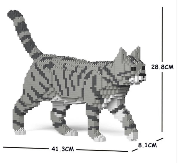 Jekca Sculpture - Grey & Black Cat Walking 3 Jekca Sculpture - Grey & Black Cat Walking