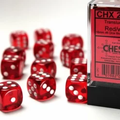 CHESSEX DICE - 16MM D6 TRANSLUCENT RED/WHITE