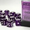 CHESSEX DICE - 16MM D6 (12) TRANSLUCENT PURPLE/WHITE 1 CHESSEX DICE - 16MM D6 (12) TRANSLUCENT PURPLE/WHITE -Toy Shop 9806